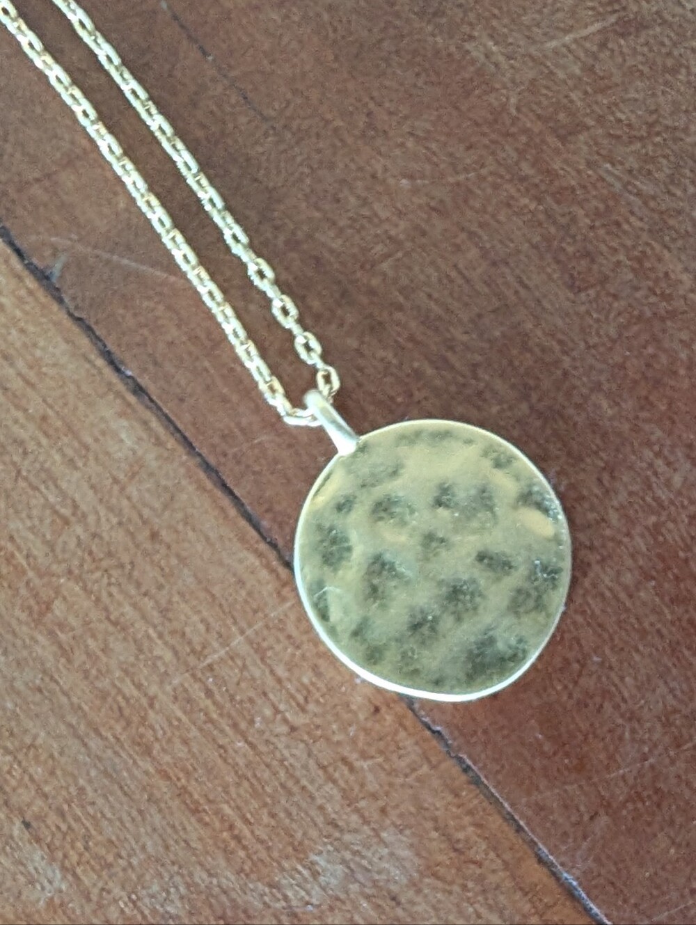 Madewell Gold Hammered Circle Pendant Necklace Women's Stamped Adjustable